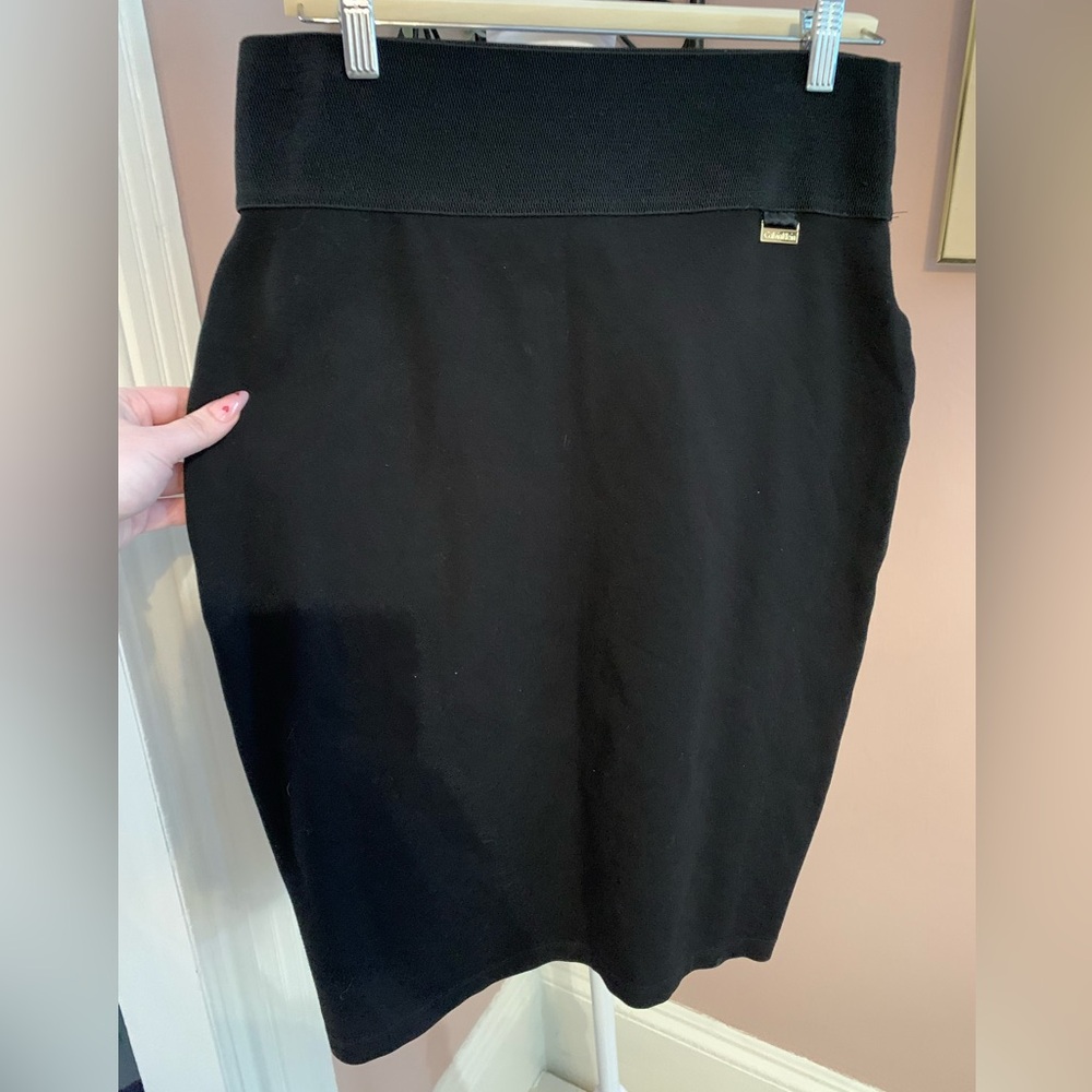 Calvin Klein Medium Power Stretch Black Pencil Skirt office siren boss babe